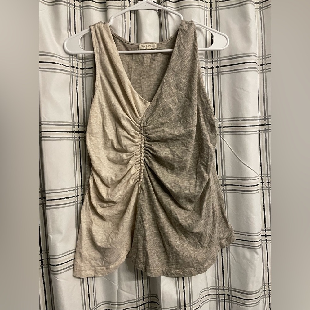 Unique Hem & Thread Runched Asymmetrical Tank